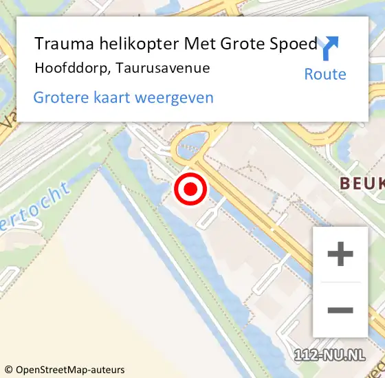 Locatie op kaart van de 112 melding: Trauma helikopter Met Grote Spoed Naar Hoofddorp, Taurusavenue op 29 november 2021 10:30