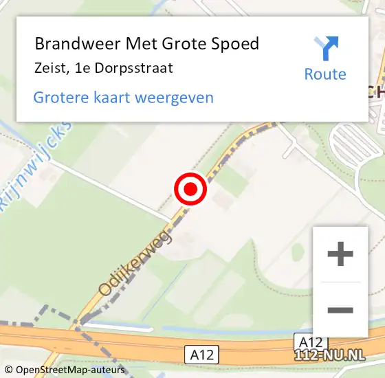 Locatie op kaart van de 112 melding: Brandweer Met Grote Spoed Naar Zeist, 1e Dorpsstraat op 29 november 2021 10:33