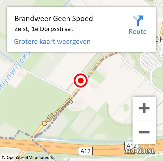 Locatie op kaart van de 112 melding: Brandweer Geen Spoed Naar Zeist, 1e Dorpsstraat op 29 november 2021 10:34