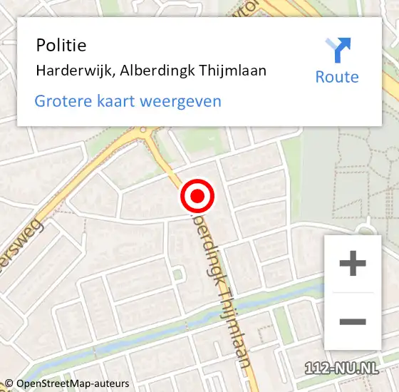 Locatie op kaart van de 112 melding: Politie Harderwijk, Alberdingk Thijmlaan op 29 november 2021 10:40