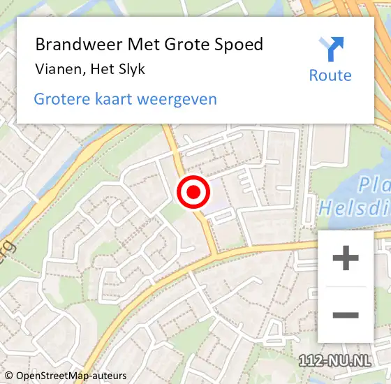 Locatie op kaart van de 112 melding: Brandweer Met Grote Spoed Naar Vianen, Het Slyk op 29 november 2021 10:47