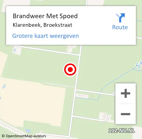 Locatie op kaart van de 112 melding: Brandweer Met Spoed Naar Klarenbeek, Broekstraat op 29 november 2021 10:59
