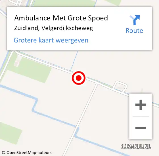 Locatie op kaart van de 112 melding: Ambulance Met Grote Spoed Naar Zuidland, Velgerdijkscheweg op 29 november 2021 11:06