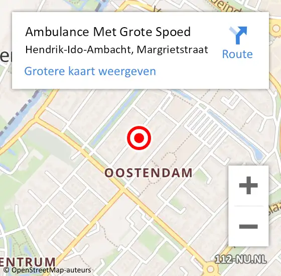 Locatie op kaart van de 112 melding: Ambulance Met Grote Spoed Naar Hendrik-Ido-Ambacht, Margrietstraat op 29 november 2021 11:30