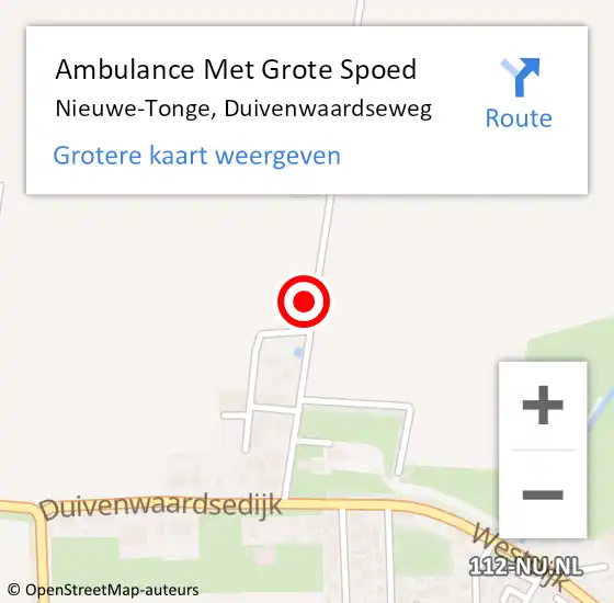 Locatie op kaart van de 112 melding: Ambulance Met Grote Spoed Naar Nieuwe-Tonge, Duivenwaardseweg op 29 november 2021 11:41