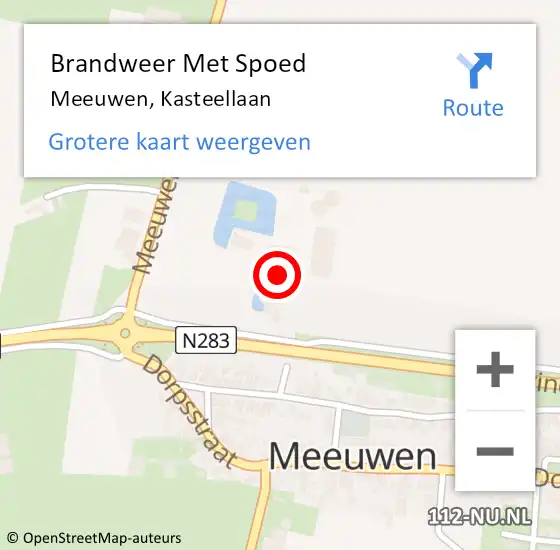 Locatie op kaart van de 112 melding: Brandweer Met Spoed Naar Meeuwen, Kasteellaan op 29 november 2021 11:46