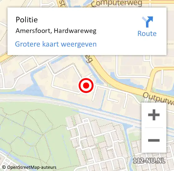 Locatie op kaart van de 112 melding: Politie Amersfoort, Hardwareweg op 29 november 2021 12:13