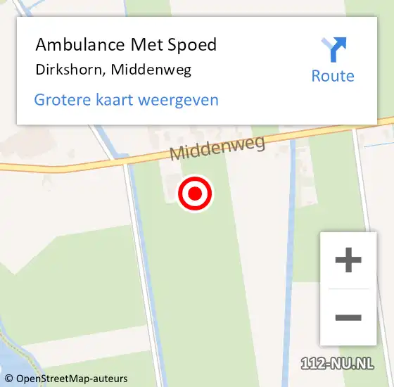 Locatie op kaart van de 112 melding: Ambulance Met Spoed Naar Dirkshorn, Middenweg op 29 november 2021 12:21