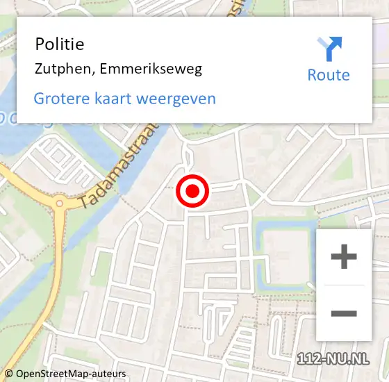 Locatie op kaart van de 112 melding: Politie Zutphen, Emmerikseweg op 29 november 2021 12:25