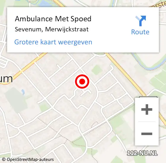 Locatie op kaart van de 112 melding: Ambulance Met Spoed Naar Sevenum, Merwijckstraat op 30 juni 2014 19:25