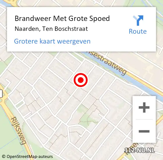 Locatie op kaart van de 112 melding: Brandweer Met Grote Spoed Naar Naarden, Ten Boschstraat op 29 november 2021 12:42