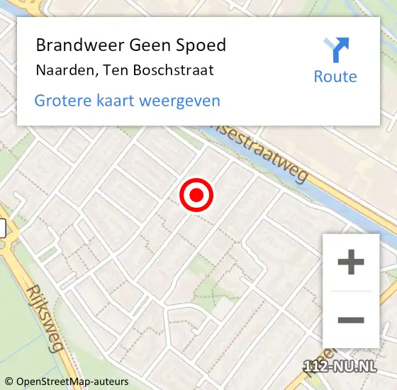 Locatie op kaart van de 112 melding: Brandweer Geen Spoed Naar Naarden, Ten Boschstraat op 29 november 2021 12:43