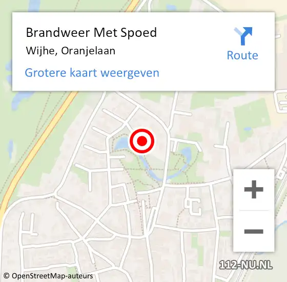 Locatie op kaart van de 112 melding: Brandweer Met Spoed Naar Wijhe, Oranjelaan op 29 november 2021 12:54