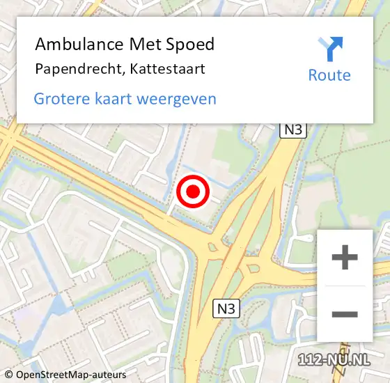 Locatie op kaart van de 112 melding: Ambulance Met Spoed Naar Papendrecht, Kattestaart op 29 november 2021 13:17