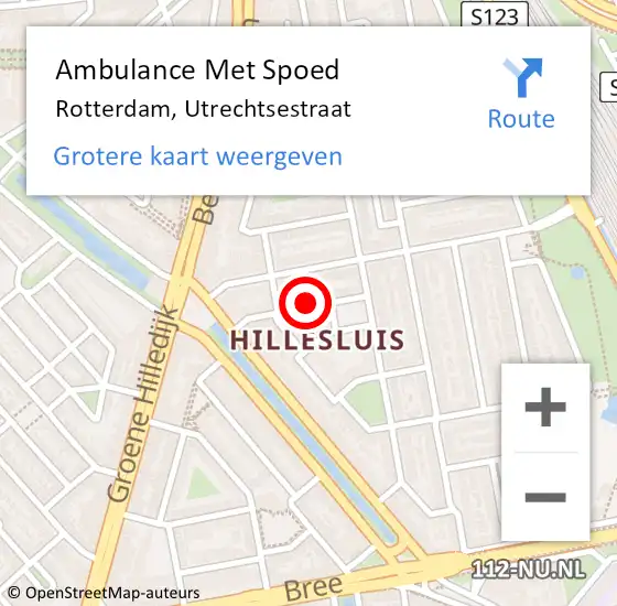 Locatie op kaart van de 112 melding: Ambulance Met Spoed Naar Rotterdam, Utrechtsestraat op 29 november 2021 13:19