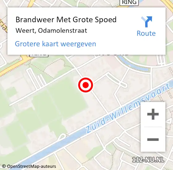 Locatie op kaart van de 112 melding: Brandweer Met Grote Spoed Naar Weert, Odamolenstraat op 29 november 2021 13:23