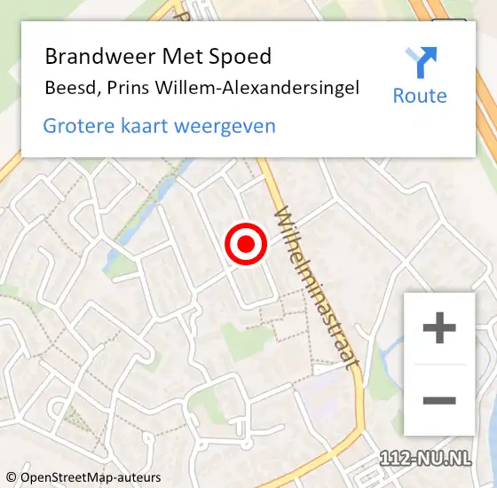 Locatie op kaart van de 112 melding: Brandweer Met Spoed Naar Beesd, Prins Willem-Alexandersingel op 29 november 2021 13:24