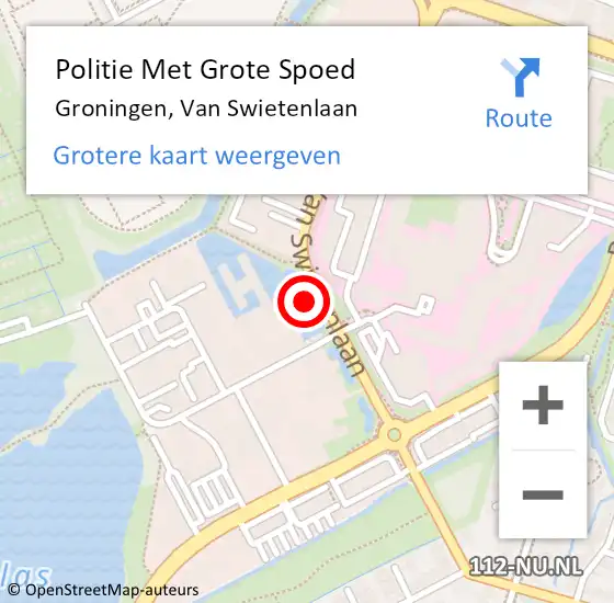 Locatie op kaart van de 112 melding: Politie Met Grote Spoed Naar Groningen, Van Swietenlaan op 29 november 2021 13:34