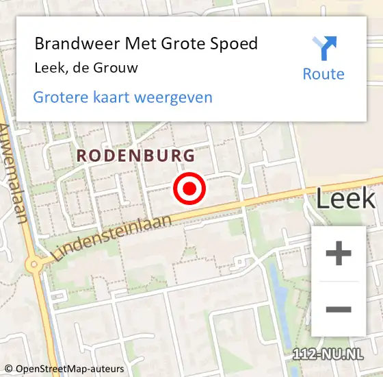 Locatie op kaart van de 112 melding: Brandweer Met Grote Spoed Naar Leek, de Grouw op 29 november 2021 13:43