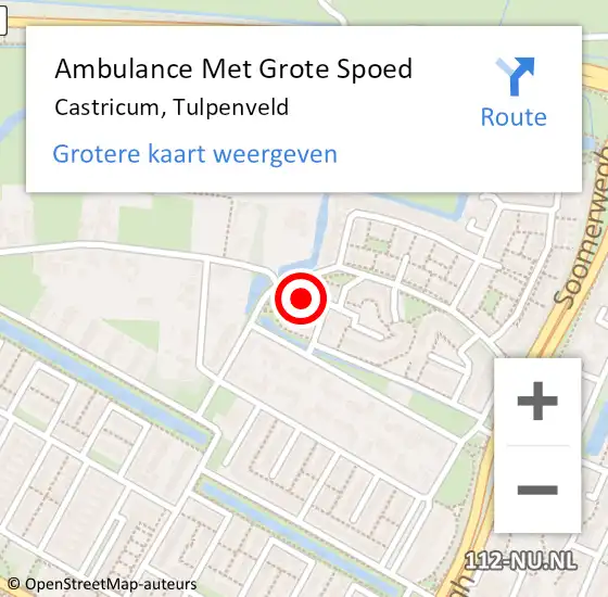 Locatie op kaart van de 112 melding: Ambulance Met Grote Spoed Naar Castricum, Tulpenveld op 29 november 2021 13:58