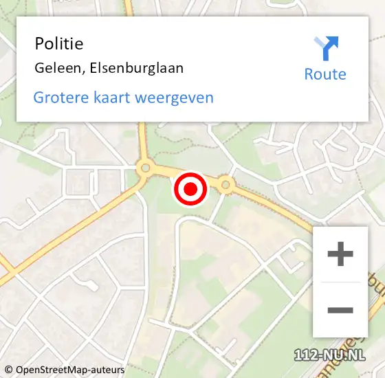 Locatie op kaart van de 112 melding: Politie Geleen, Elsenburglaan op 29 november 2021 14:44