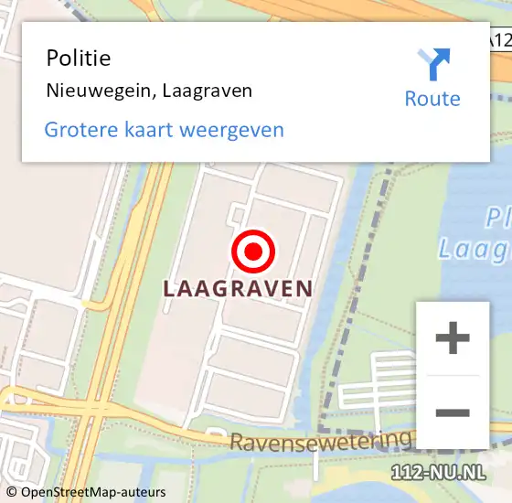 Locatie op kaart van de 112 melding: Politie Nieuwegein, Laagraven op 29 november 2021 15:03