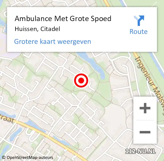 Locatie op kaart van de 112 melding: Ambulance Met Grote Spoed Naar Huissen, Citadel op 29 november 2021 15:16