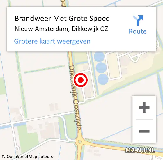 Locatie op kaart van de 112 melding: Brandweer Met Grote Spoed Naar Nieuw-Amsterdam, Dikkewijk OZ op 29 november 2021 15:39