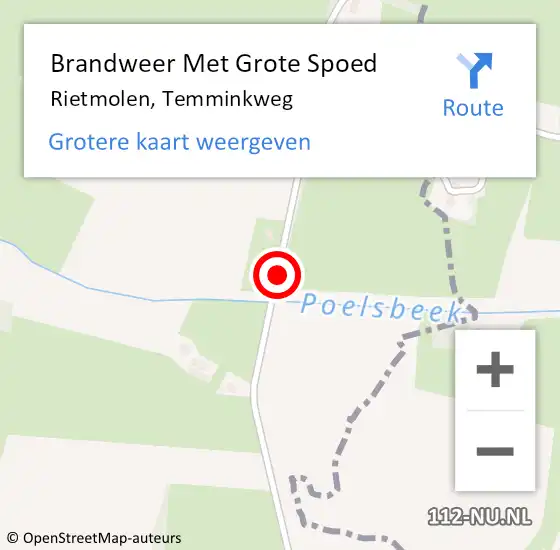 Locatie op kaart van de 112 melding: Brandweer Met Grote Spoed Naar Rietmolen, Temminkweg op 30 juni 2014 19:57