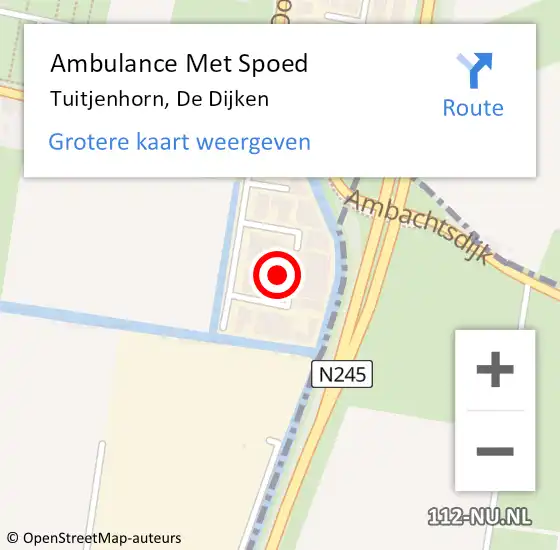 Locatie op kaart van de 112 melding: Ambulance Met Spoed Naar Tuitjenhorn, De Dijken op 29 november 2021 15:49