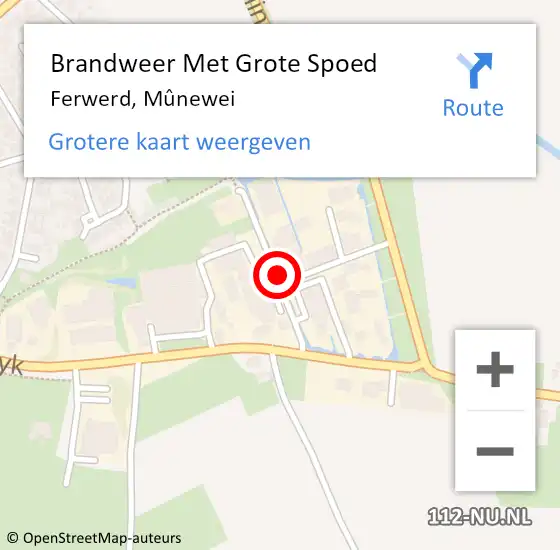 Locatie op kaart van de 112 melding: Brandweer Met Grote Spoed Naar Ferwerd, Mûnewei op 29 november 2021 16:11