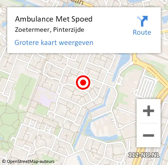 Locatie op kaart van de 112 melding: Ambulance Met Spoed Naar Zoetermeer, Pinterzijde op 29 november 2021 16:19