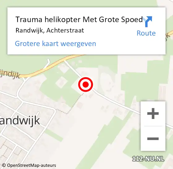 Locatie op kaart van de 112 melding: Trauma helikopter Met Grote Spoed Naar Randwijk, Achterstraat op 29 november 2021 16:20