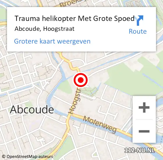 Locatie op kaart van de 112 melding: Trauma helikopter Met Grote Spoed Naar Abcoude, Hoogstraat op 29 november 2021 16:28