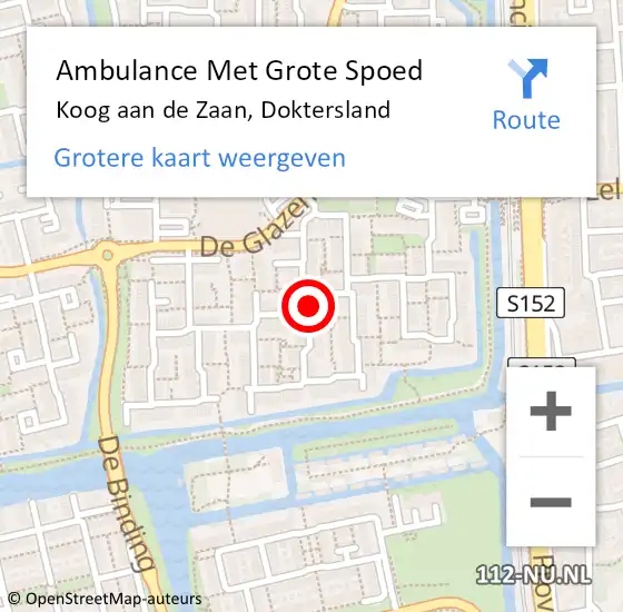 Locatie op kaart van de 112 melding: Ambulance Met Grote Spoed Naar Koog aan de Zaan, Doktersland op 29 november 2021 16:28