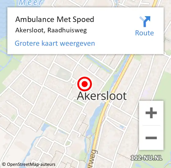 Locatie op kaart van de 112 melding: Ambulance Met Spoed Naar Akersloot, Raadhuisweg op 29 november 2021 16:32