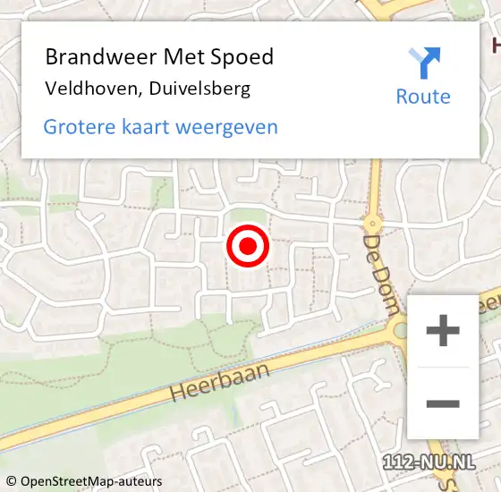 Locatie op kaart van de 112 melding: Brandweer Met Spoed Naar Veldhoven, Duivelsberg op 29 november 2021 16:36