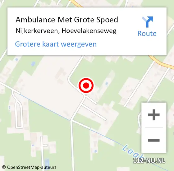 Locatie op kaart van de 112 melding: Ambulance Met Grote Spoed Naar Nijkerkerveen, Hoevelakenseweg op 29 november 2021 16:37