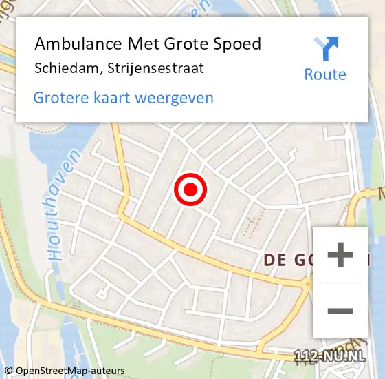 Locatie op kaart van de 112 melding: Ambulance Met Grote Spoed Naar Schiedam, Strijensestraat op 29 november 2021 16:39