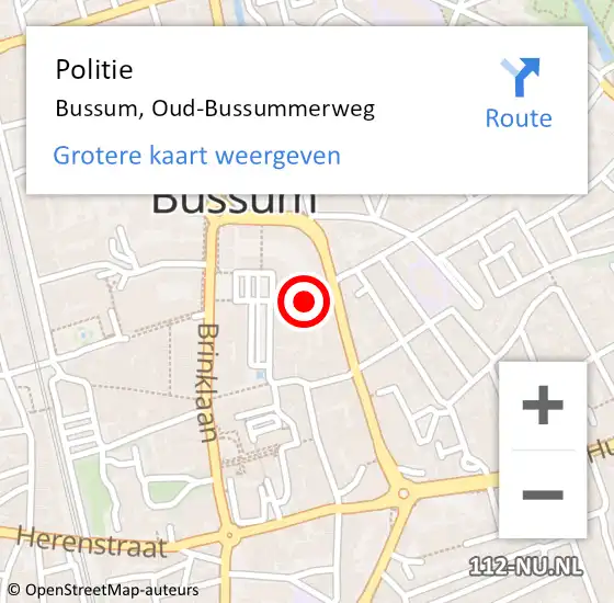 Locatie op kaart van de 112 melding: Politie Bussum, Oud-Bussummerweg op 29 november 2021 17:01