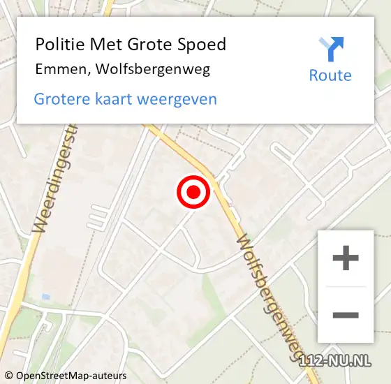 Locatie op kaart van de 112 melding: Politie Met Grote Spoed Naar Emmen, Wolfsbergenweg op 29 november 2021 17:08