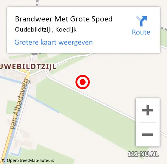 Locatie op kaart van de 112 melding: Brandweer Met Grote Spoed Naar Oudebildtzijl, Koedijk op 29 november 2021 17:16