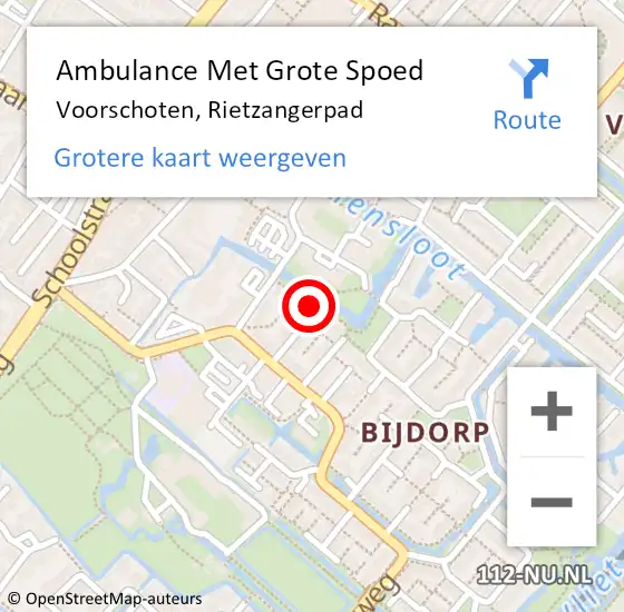 Locatie op kaart van de 112 melding: Ambulance Met Grote Spoed Naar Voorschoten, Rietzangerpad op 29 november 2021 17:19