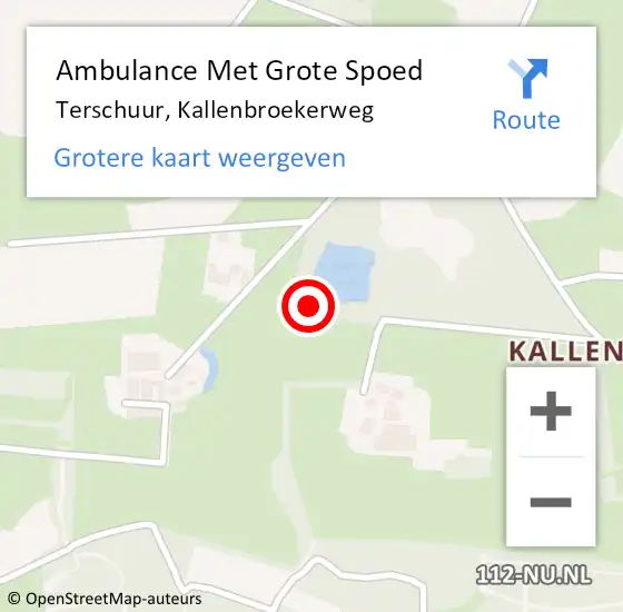 Locatie op kaart van de 112 melding: Ambulance Met Grote Spoed Naar Terschuur, Kallenbroekerweg op 29 november 2021 17:25