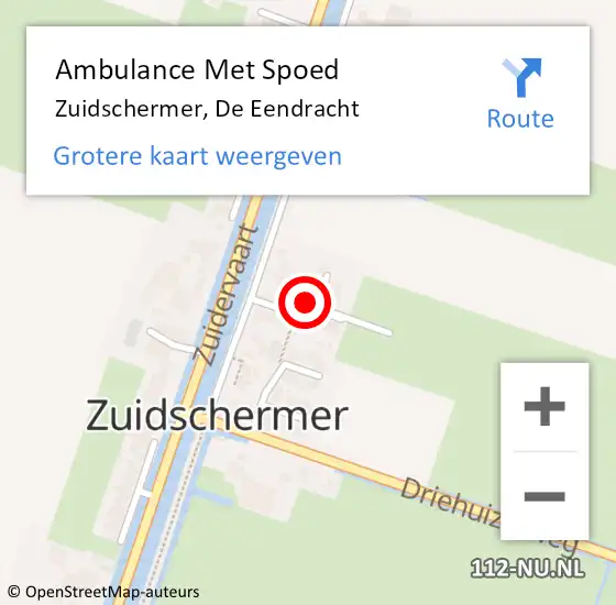 Locatie op kaart van de 112 melding: Ambulance Met Spoed Naar Zuidschermer, De Eendracht op 29 november 2021 17:41