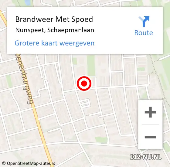 Locatie op kaart van de 112 melding: Brandweer Met Spoed Naar Nunspeet, Schaepmanlaan op 29 november 2021 17:42