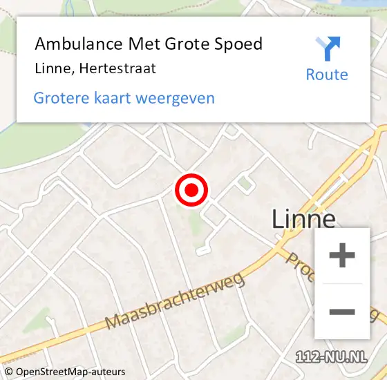 Locatie op kaart van de 112 melding: Ambulance Met Grote Spoed Naar Linne, Hertestraat op 30 juni 2014 20:10