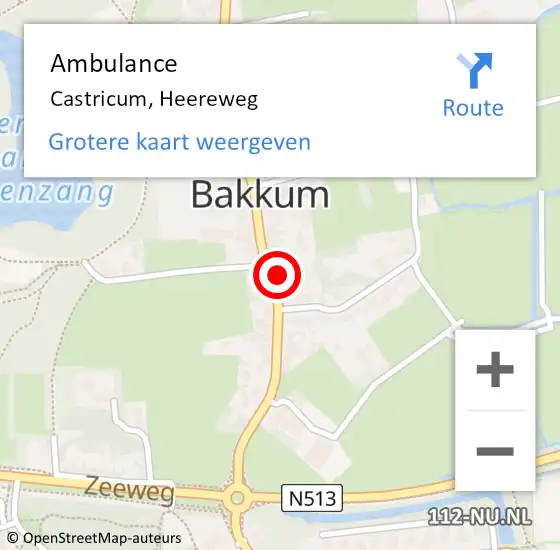 Locatie op kaart van de 112 melding: Ambulance Castricum, Heereweg op 29 november 2021 18:02