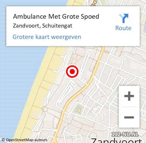 Locatie op kaart van de 112 melding: Ambulance Met Grote Spoed Naar Zandvoort, Schuitengat op 29 november 2021 18:12