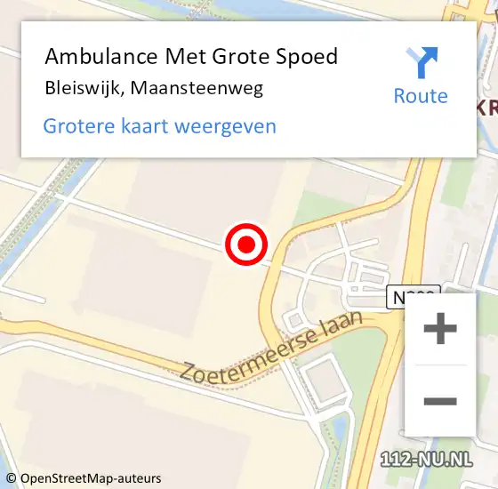 Locatie op kaart van de 112 melding: Ambulance Met Grote Spoed Naar Bleiswijk, Maansteenweg op 29 november 2021 18:19